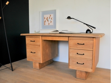 Bureau vintage  double caissons chêne années 50 maison simone nantes