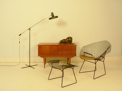 fauteuil bertoia diamond et son ottoman